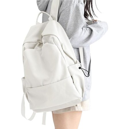 Skolesekk for kvinner, fritidsreisesekk, bærbar PC-ryggsekk for tenåringsjente lett ryggsekk vanntett bokveske hvit