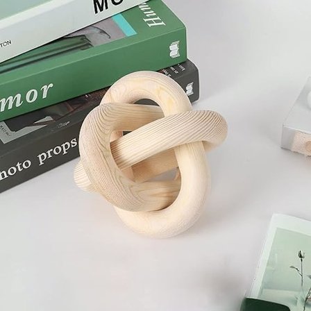 (Original træfarve) Træknude dekoration, træ tre ring kæde dekoration, træ knude dekoration til sofabord, moderne landbrugshus hylde de