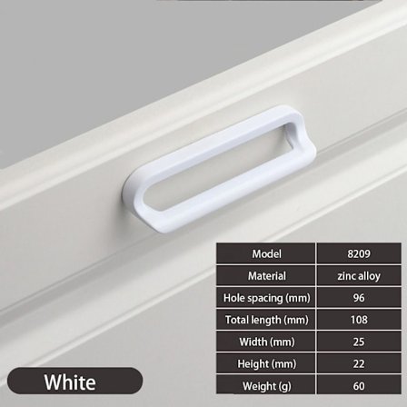 Skap Garderobe Dørhåndtak Møbelhåndtak HVIT 96MM 96MM