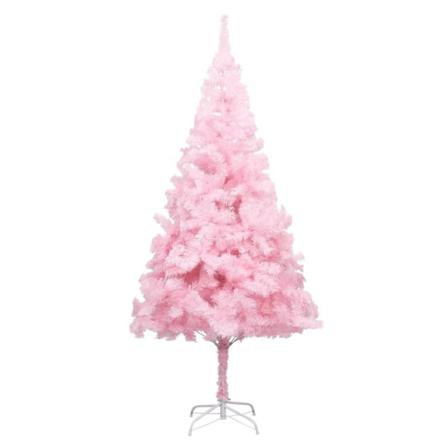 Vidaxl Plastgran Med Led Och Julgranskulor Rosa 210 Cm Pvc Rosa