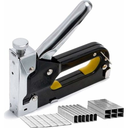 Kraftig 3-i-1 hæftepistol med 900 hæfteklammer, kompatibel med træ, stof, polstring, kabelfastgørelse og reparationer