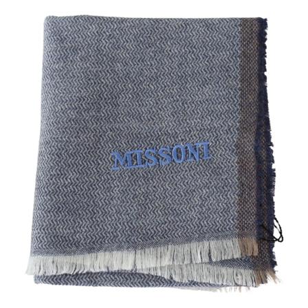 Missoni, Striped Wool Fringes Scarf Grijs, Heren, Maat:ONE Size