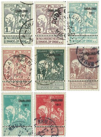 Belgien 1911 - OBP 92-99 - Stemplet