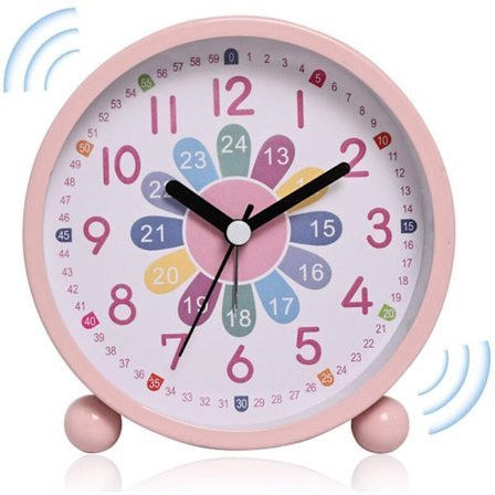 Vekkerklokke, Barn Digital Vekkerklokke Tikkfri, Stille Læringsvekkerklokke, Læringsklokke, Barneklokke, Kompakt Analog Vekkerklokke rosa