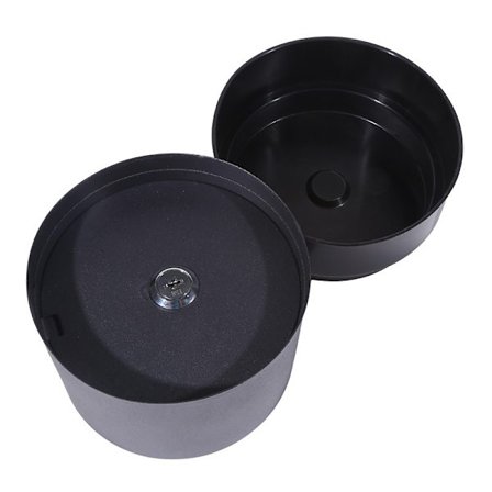 (svart) Kamuflert potteformet safe, liten safe med nøkkel