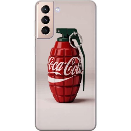 Kompatibelt Mobildeksel til Samsung Samsung Galaxy S21 Kunstnerisk illustrasjon av Coca Cola granateple i rødt og grønt, pop art inspirert motiv med