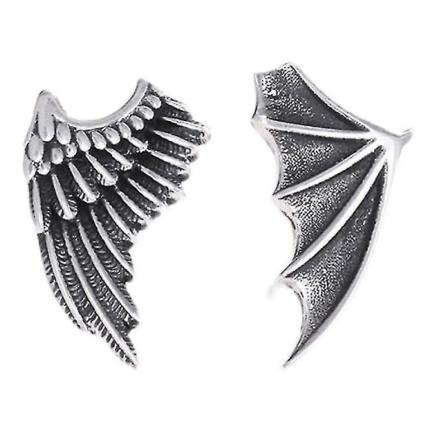 Silverfärgade Retro Ängel- och Demonvingar Örhängen Kostym Överdrivna Örhängen