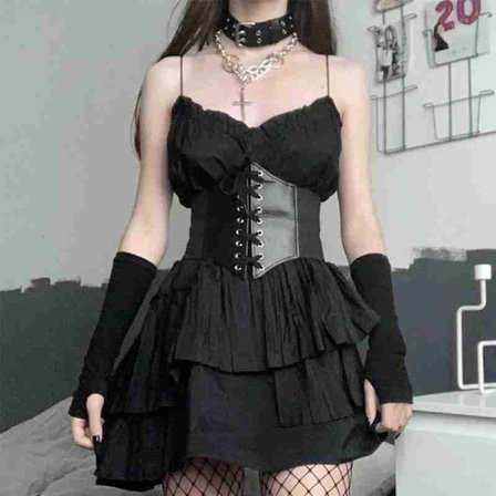 1 Stk Gothic Dark Lace Up Kvinne Midje Korsett Belte Bred PU Leath