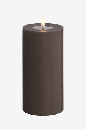 DeluxeHomeart - LED-søylelys 7,5x15 cm - Brun - Lys - Fra Homeroom