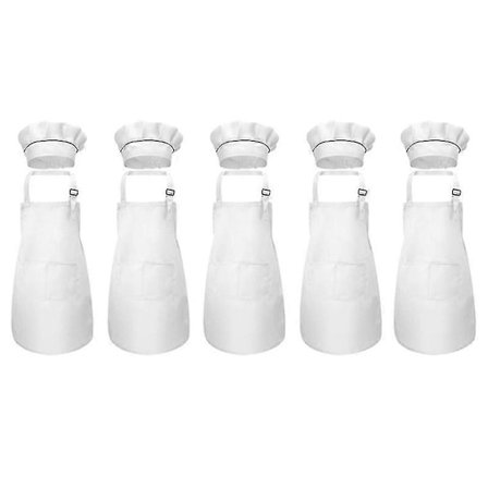 Barneforkle og kokkehattsett Justerbart barneforkle for matlaging og maling