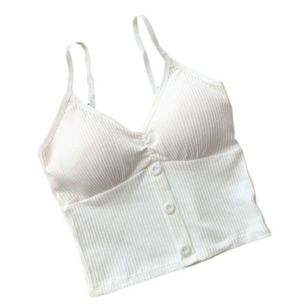 Dam Tanktop Spaghettiband V-ringad Rygglös Bekväm Andningsbar Trådlös Tanktop för Vår Sommar Daglig Sport Vit