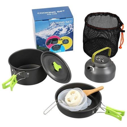 Piknikbolle skje- og grytesett Campingkokekar Matlaging GRØNN