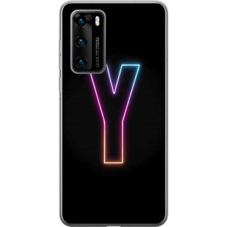 Kompatibelt Mobilskal till Huawei Huawei P40 Minimalistisk neonbokstav Y i färgskiftande ljus mot svart bakgrund