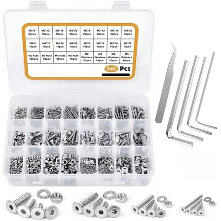 940 stk bolter og muttere sett metrisk bolt sortiment muttere og bolter