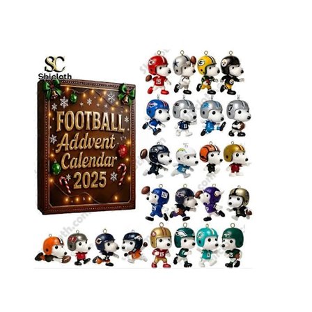 Peanuts NFL Snoopy Adventskalender med 24 dekorasjoner [YJD]