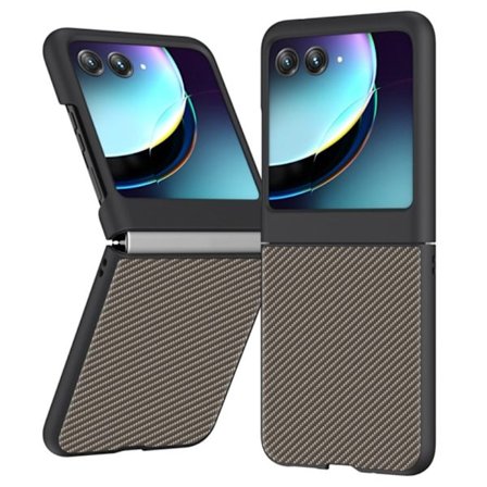 Motorola Razr 40 Ultra läderfodral - Kolfiber Guld