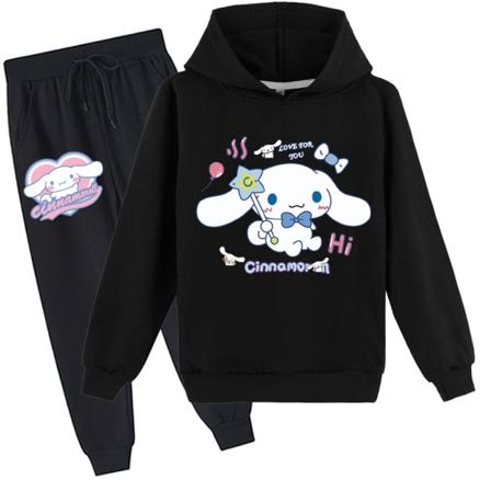 Barn Pojkar Flickor Cinnamoroll Tryck Hoodie Sweatshirt Byxor Set Casual Träningsoverall Black 150cm