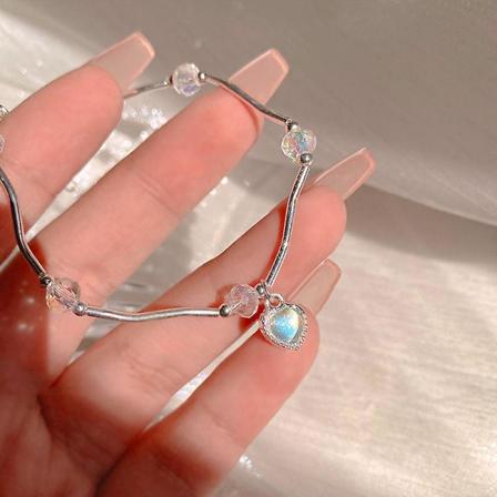 Farverig kærlighedshjerte armbånd kvindelig fe bølge sød justerbar hånddekoration one size