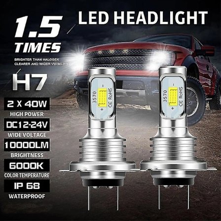 H7 LED Canbus Strålkastare H7 LED Halvljuslampor 6000k IP68 CSP 3570 LED-chips