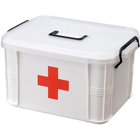 Medicinförvaringslåda, Bärbar Låsbar Medicinlåda i Plast, Flerlagers Första Hjälpen-låda Vit