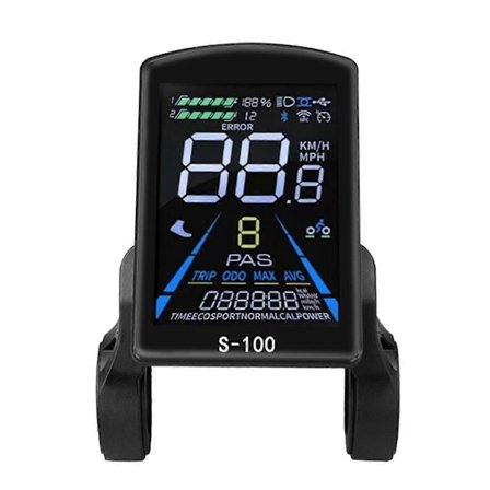 Elektrisk Cykel Display S-100 LCD Display Kontrol 24V - 72V Hastighedsmåler 5pin Speedometer Vandtæt Stik