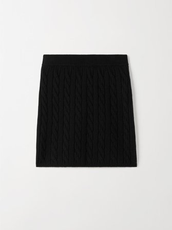 Soft Goat - Cable Knit Skirt - Kashmirkjol - S - Black