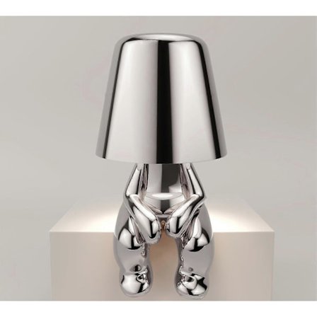 Sølv Tenker Statue LED Lampe, Berøringskontroll Bordlampe, Dimbar Lampe For Hjem Stue Kontor