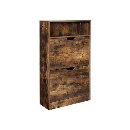 Rootz Skoskåp - Skoskåp med 2 flikar - Skoförvaring - Skohylla - Skohållare - Skohyllor - Skoskåp - Skomöbler - Vintagebrun - 60 x 24 x 102 cm (L x B