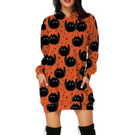 Pumpatryckt Hoodie För Damer Halloween- Printed Print