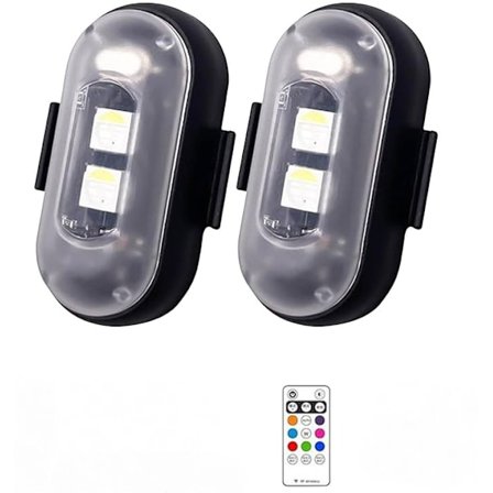 2 stk. Luci stroboskopiske lys til motorcykel, USB-genopladelige flystrobe-lys med fjernbetjening