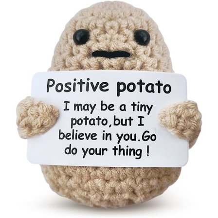 Mini Sjov Positiv Kartoffel med Positivt Kort Kreativ Sød Uld Inspirerende Kartoffel Hæklet Dukke Opmuntrende Gaver