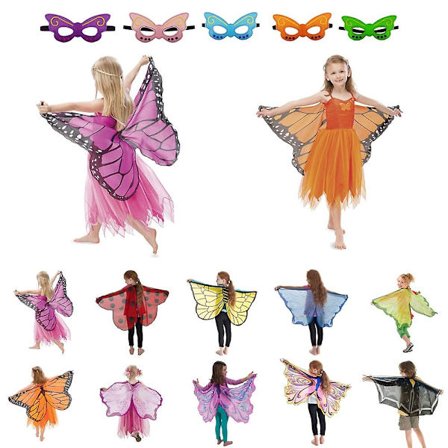 Barnfjärilsdräkt Fjärilsvingar Chiffongdräkt ladybuy wing