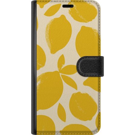 Kompatibelt Plånboksfodral till Xiaomi Xiaomi Redmi Note 14 5G Citrontryck citroner gula citrusfrukt köksmönster sommar design tapet retro stil fä