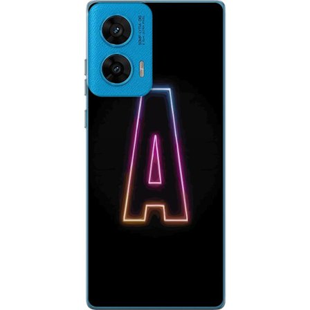 Kompatibel Mobilcover til Motorola Motorola G96 Minimalistisk neonbogstav A i regnbuefarvet lys mod sort baggrund i moderne typografisk stil