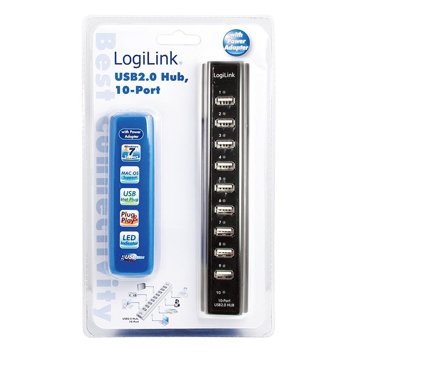 LogiLink 10-Port m. PSU black Kunststo