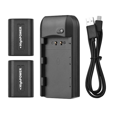 Np-fv5-akkulaturi LED-merkkivalolla + 2 kpl Np-fv5 Plus -akkuja 3,7 V 1000 mAh USB-latauskaapelilla