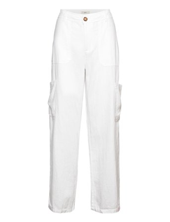 Gina Tricot Malika Linen Blend Cargo Trousers - White - 38