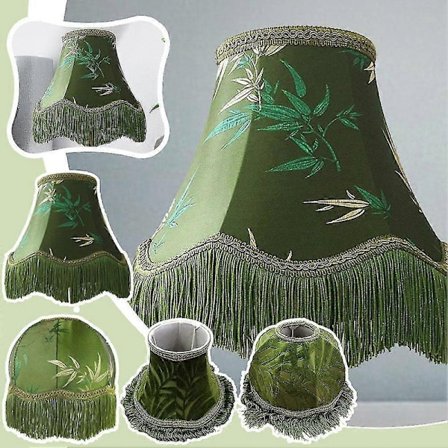 Elegant Grøn Lampskærm med Kant, Viktoriansk Vintage Lampskærme Retro Bordlampe Skærm Europeisk