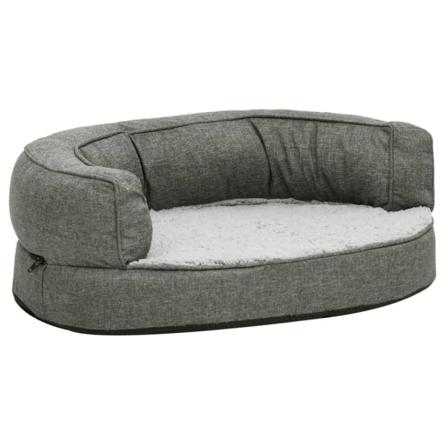Vidaxl Ergonomisk Hundmadrass 60x42 Cm Linnelook Fleece Grå Grå