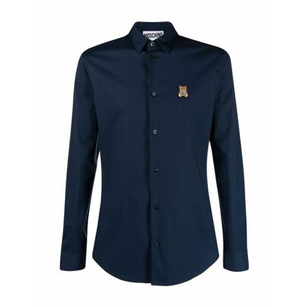 Moschino, Shirt Blauw, Heren, Maat:L,stretch