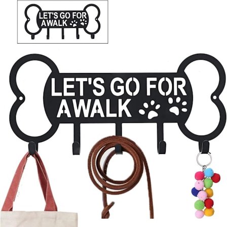 Hundebånd klesstativ, Metall klesstativ, Hunder, Klesstativ, Bånd, Halsbånd, Metall, La oss gå en tur svart