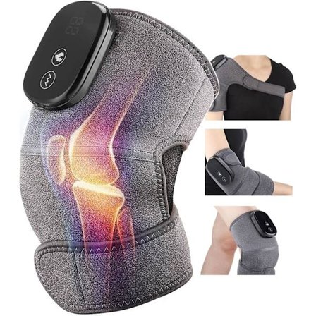 Lämmitetty polvituki, johdoton lämmitetty polvisuoja niveltulehdukseen, ladattava polvituen lämmitin 3 lämmitystasolla + 3 värinätilalla, 3 in 1 