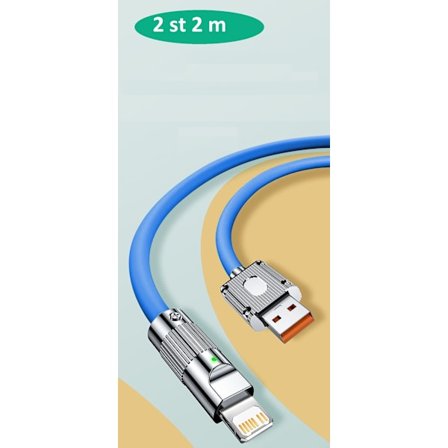 2st 2m 120W snabb iphone USB laddare blå