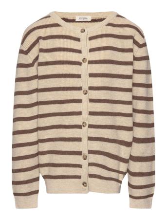 Cardigan Knit Pattern Stripe Brown Petit Piao