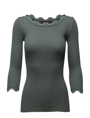 Silk T-Shirt Boat Neck Regular W/Vi T-shirts & Tops Long-sleeved Grønn Rosemunde