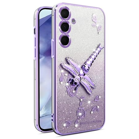 SKALO Samsung S25+ KADEM Dragonfly Glitter Suojakuori - Violetti