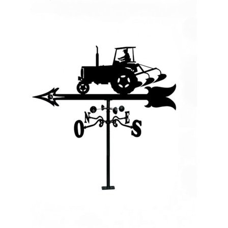 Vindfane Traktor Silhuet Holdbart Rustfrit Stål Vindretning Vindfane Indikator Måleværktøj til Gård Tag Have Dekoration Sort