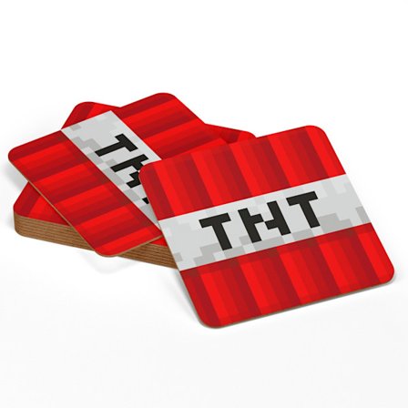 4-Pak - Glasbrikker Minecraft TNT - Underlag til Glas