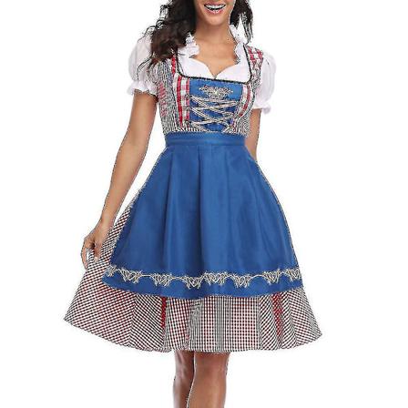 Dam Oktoberfest-dräkt Vuxen Dirndl Tysk Traditionell Bayersk Öl Karneval Fraulein Cosplay Piga Klänning Outfit Blå L