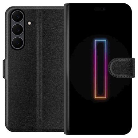 Kompatibel Tegnebogsetui til Samsung Samsung Galaxy S25 FE Minimalistisk neonbogstav I i regnbuefarver mod mørk baggrund